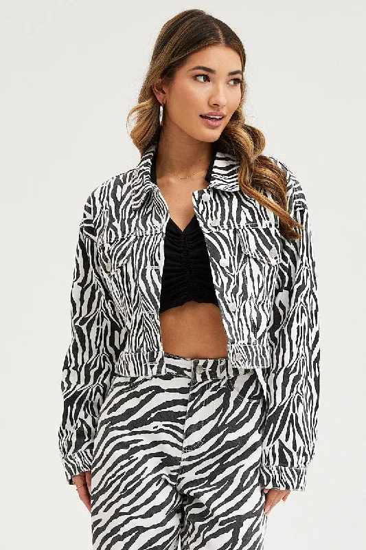 Print Demin Jacket Long Sleeve