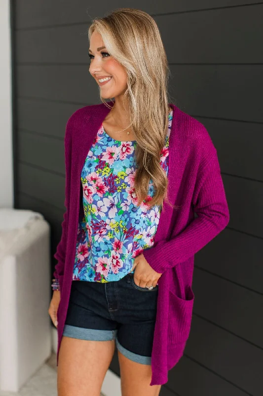 Remembering Us Knit Cardigan- Magenta