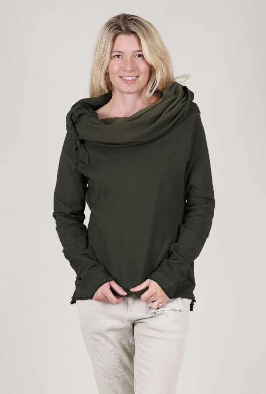 Scrunch Funnel Pullover, Olive Cloud