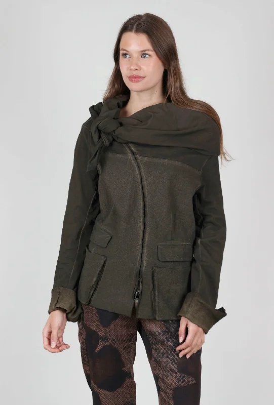 Scrunch Funnel Zip Jacket, Khaki Cloud