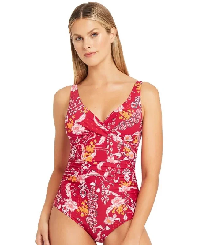 Sea Level Jardin Cross Front B-DD Cup One Piece Swimsuit - Red