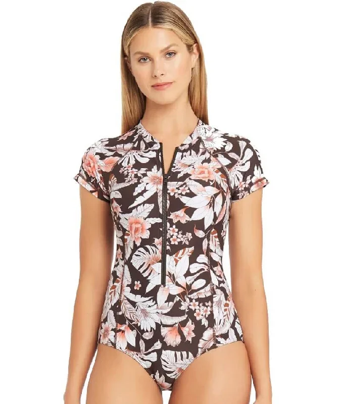 Sea Level Tamarin Short Sleeve B-DD Cup One Piece Swimsuit - Sepia