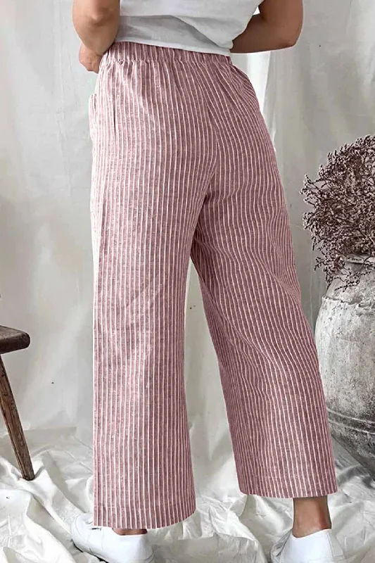 TastyHottie - Striped Pocket Straight Leg Trouser Pants