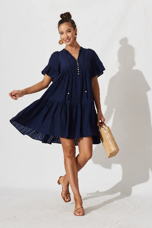 Tahnee Smock Dress In Navy