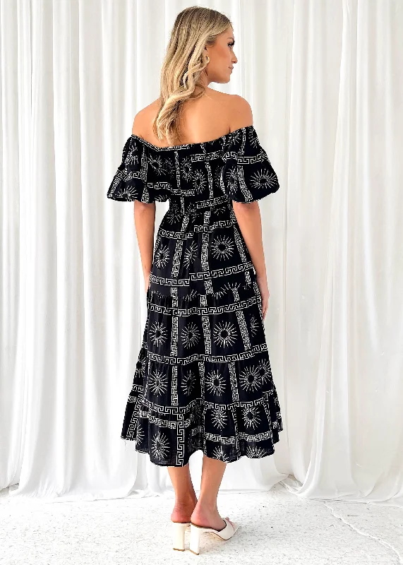 teia-off-shoulder-midi-dress-black-abstract