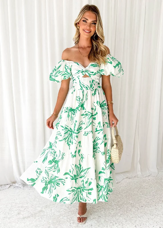 telia-off-shoulder-midi-dress-green-flowers