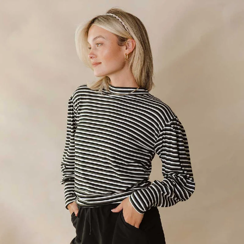 The Coco Long Sleeve, Olive Stripe