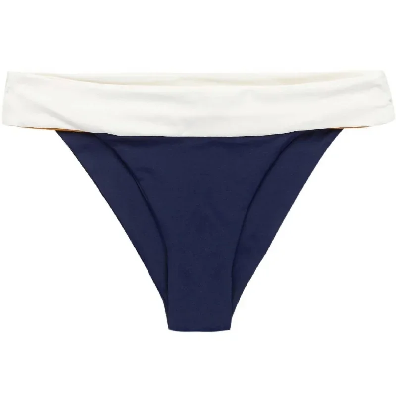 Veronica Blocked Hipster Bikini Bottoms Swimsuit In Midnight Blue