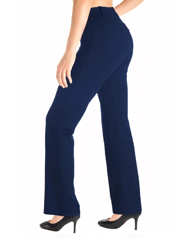 Bootcut Yoga Dress Pants, Back Pockets (Navy Blue)