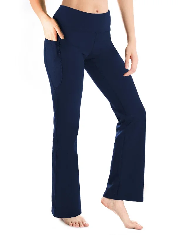 Essential Bootcut Yoga Pants, Side Pockets (Navy Blue)